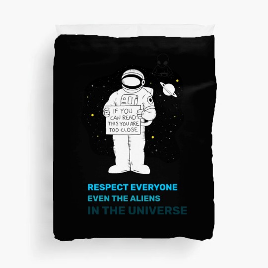 Black White Astronauts and Aliens Duvet Covers