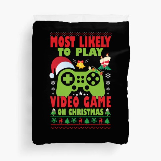 Most Likely To Play Video Game Family Matching Duvet Covers
