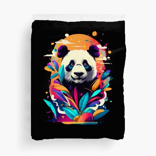 Giant Panda Colourful - Cute Panda Bear Bamboo Duvet Covers