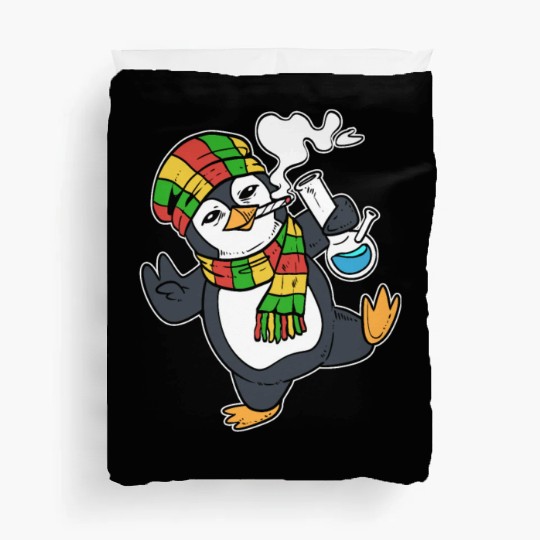 Penguin Smoking Nicotine Addict Gift Duvet Covers