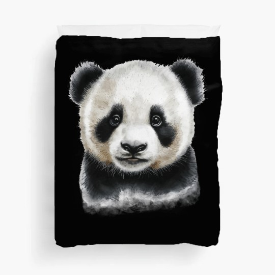 Cute Panda Bear Cub Watercolor Painting Portrait Duvet Covers