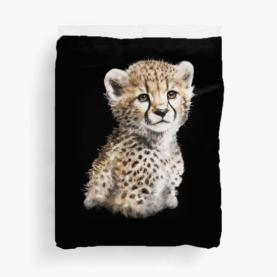 Baby Cheetah Cute Watercolor Painting Portrait Duvet Covers