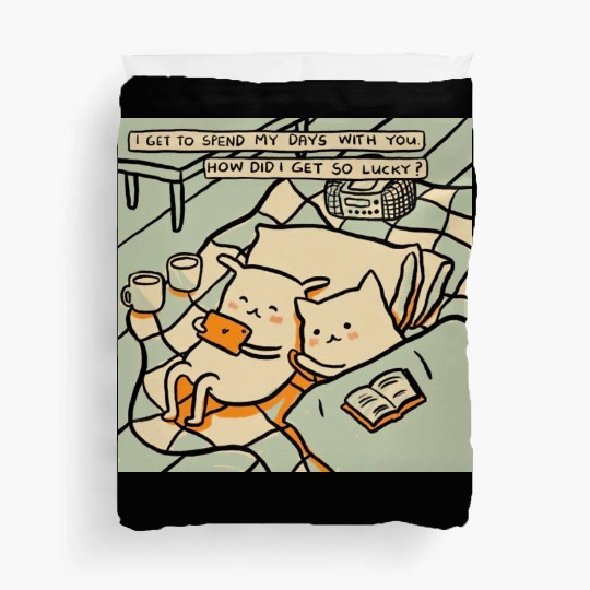 Lucky Cat Couple Lover Funny Kitty Motivation Love Duvet Covers