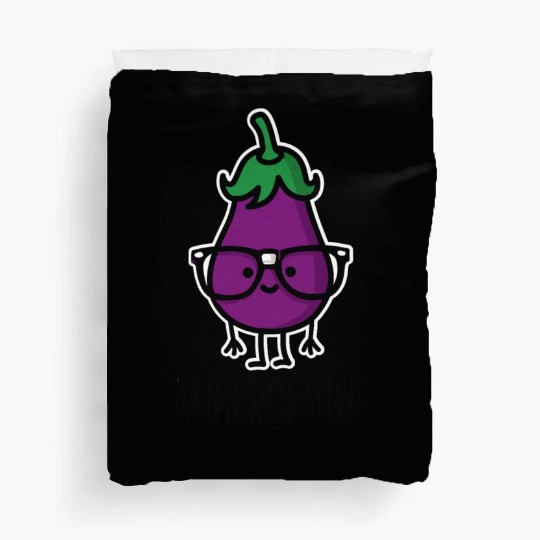 Aubergine eggplant genius Aubergenius Duvet Covers