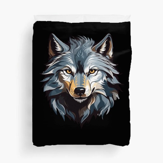 Majestic Wolf Face Illustration Duvet Covers