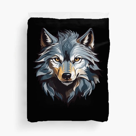 Majestic Wolf Face Illustration Duvet Covers