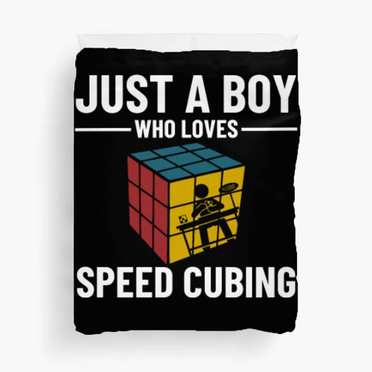 Just A Boy Who Loves Math & Speed Cubing Duvet Covers