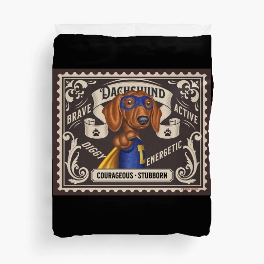 Cute Dachshund Super Hero Stamp Duvet Covers