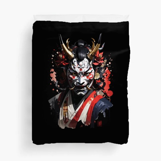 Fantasy Japanese Yokai Oni Monster Samurai Mask Duvet Covers