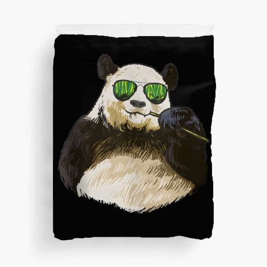 Chilling Panda Eating Bamboo Bear Duvet Covers