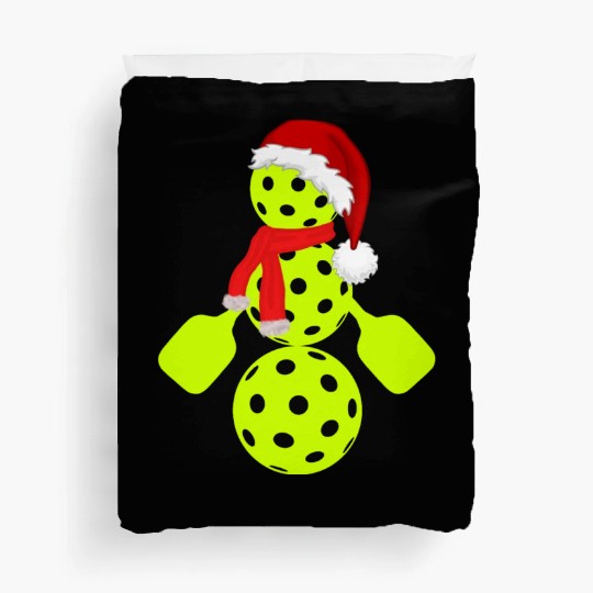Funny pickleball snowman merry Christmas Duvet Covers