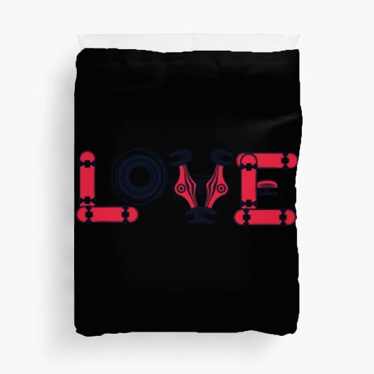 Love Skatergirl Skaterboy Skateboardkid Skateboard Duvet Covers