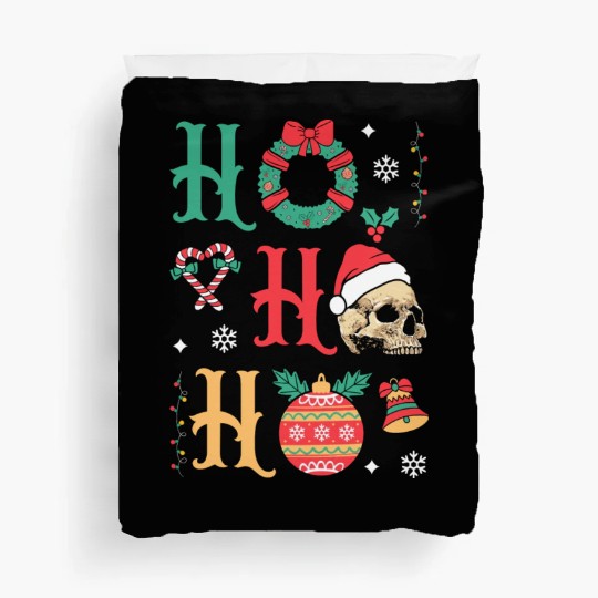 Ho ho ho Merry Christmas Skull Santa Duvet Covers