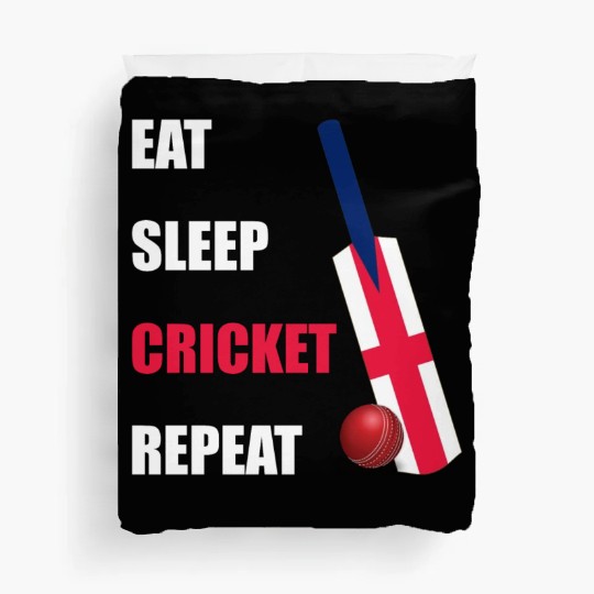 Eat Sleep Cricket Repeat England Flag Cricket Bat Duvet Covers