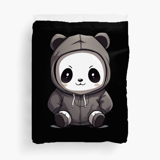 cute cartoon anime panda wearing Duvet Covers