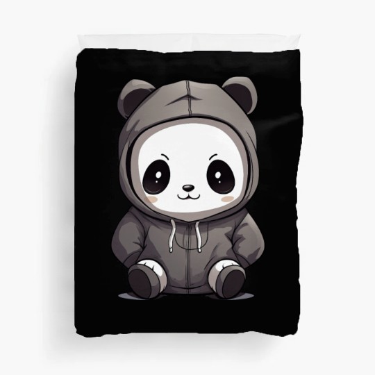 cute cartoon anime panda wearing Duvet Covers
