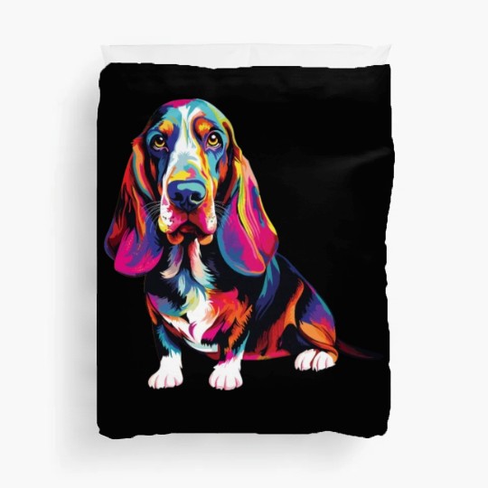 Watercolor Colorful Basset Hound Duvet Covers