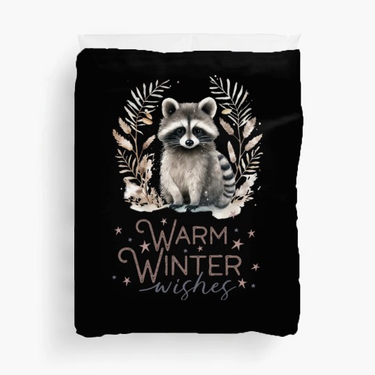 Cute Racoon Warm Winter Wishes Duvet Covers