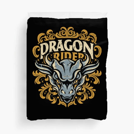 Dragon Rider - Epic Typography Design Duvet Covers