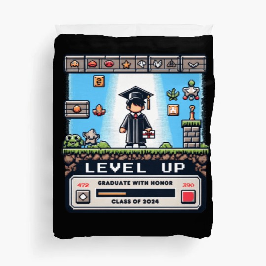 Pixel Perfect Grad: Level Up - Class of 2024 Duvet Covers