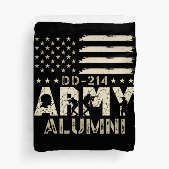 DD-214 Army Alumni Military US Flag Veteran USA Duvet Covers