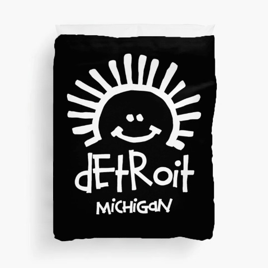 Detroit Michigan Sun Smiley Face Souvenirs Gifts Duvet Covers