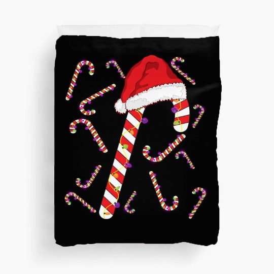 xmas lights and candies CANDY cane xmas day Duvet Covers