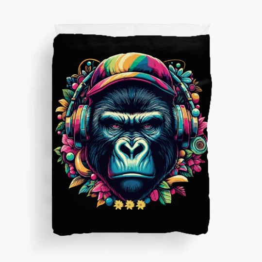 Jungle Animal Nature Adventure with Gorilla Music Duvet Covers