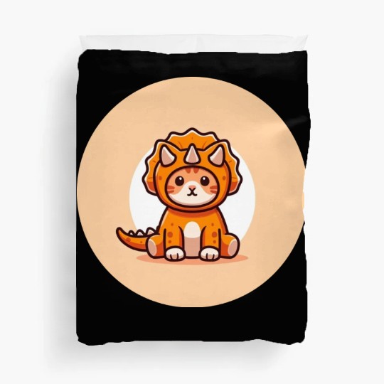Cat in Stegosaurus Costume Duvet Covers