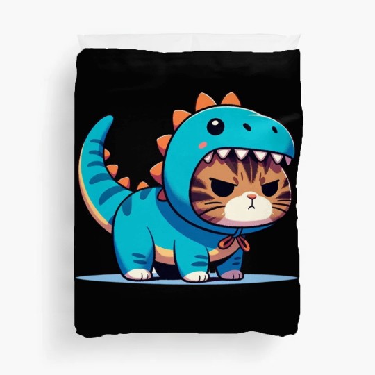 Grumpy Cat in Velociraptor Costume Duvet Covers
