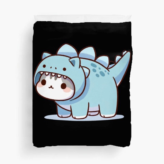 Cat in Stegosaurus Costume Duvet Covers