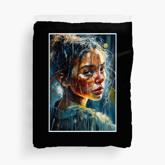 Abstract Sad Girl Unhappy People Sadness Duvet Covers