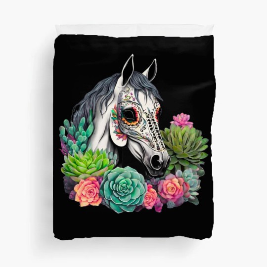Horse Succulent Sugar Skull Duvet Covers