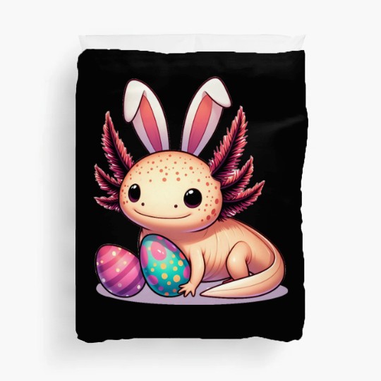 Happy Easter with axolotl and bunny ears Duvet Covers