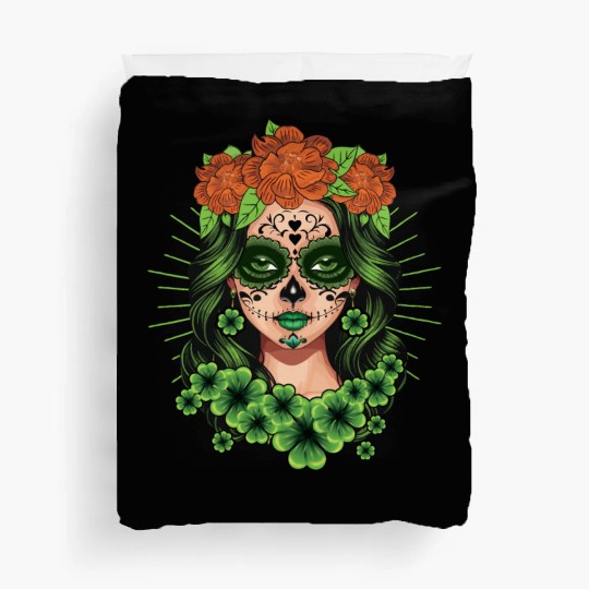 St Patrick's Day Dia De Los Muertos Catrina Duvet Covers