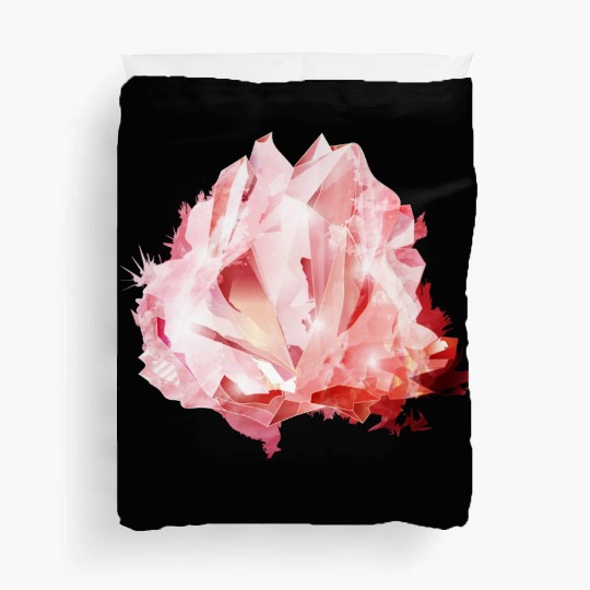 bright pink rose quartz crystal motif Duvet Covers