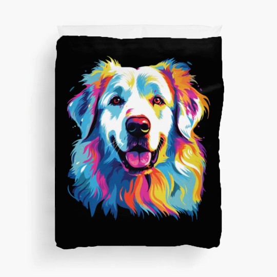 Watercolor Colorful Great Pyrenees Duvet Covers