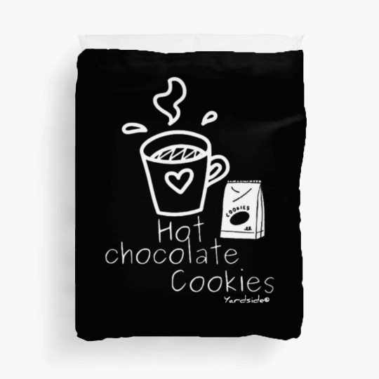 Hot chocolate cookies Yardside font logo white Duvet Covers