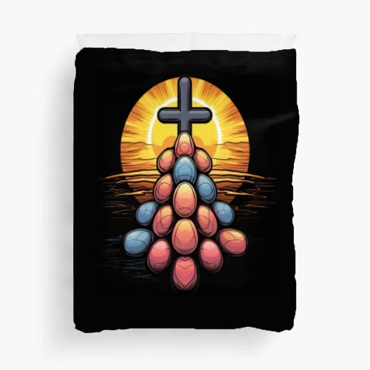 Christian Easter Day Cross Easter Egg Hunt Duvet Covers