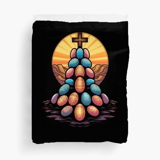 Christian Easter Day Cross Easter Egg Hunt Duvet Covers