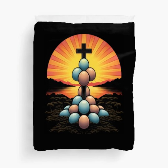 Christian Easter Day Cross Easter Egg Hunt Duvet Covers