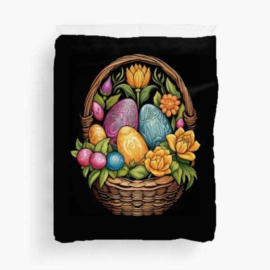 Easter Day Easter Egg Basket Mandala Art Egg Hunt Duvet Covers