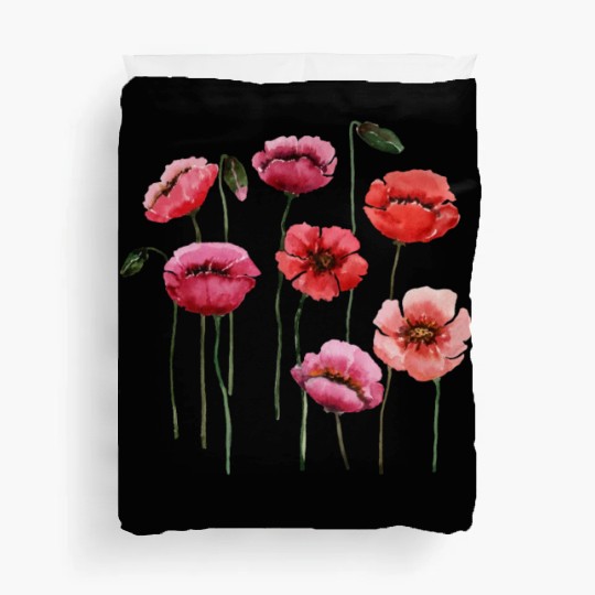 Poppies, spring bloomers, summer, flower, vintage. Duvet Covers