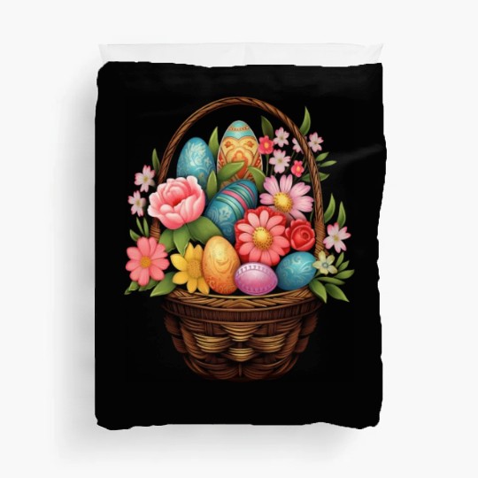 Easter Day Easter Egg Basket Spring Flowers Duvet Covers