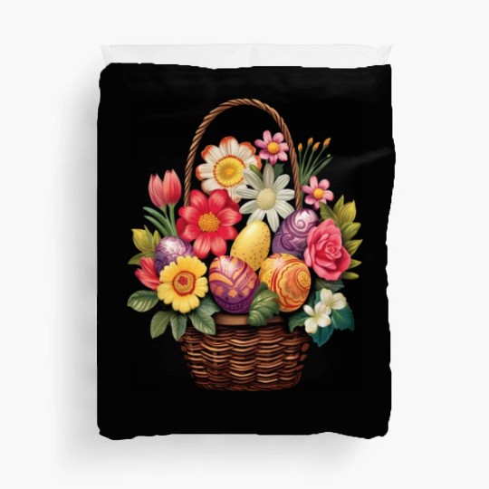 Easter Day Easter Egg Basket Spring Flowers Duvet Covers
