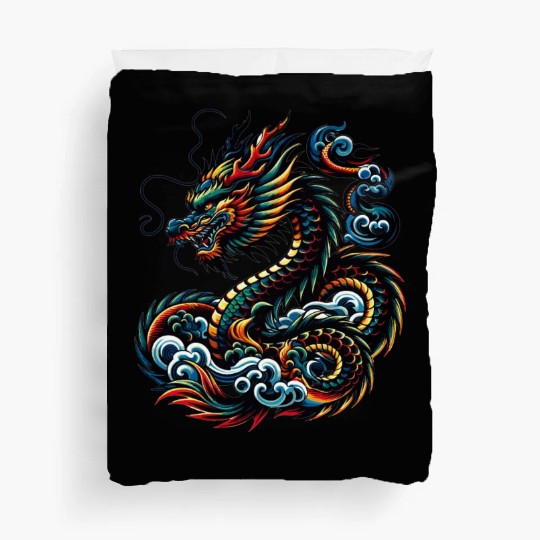 Colorful Dragon Zodiac Chinese Dragon Art Duvet Covers