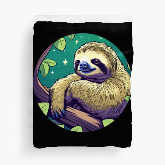Sleeping Sloth Illustration Duvet Covers
