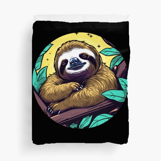 Sleeping Sloth Illustration Duvet Covers