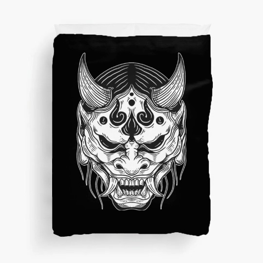 Japanese Devil Skull Mask Art Duvet Covers