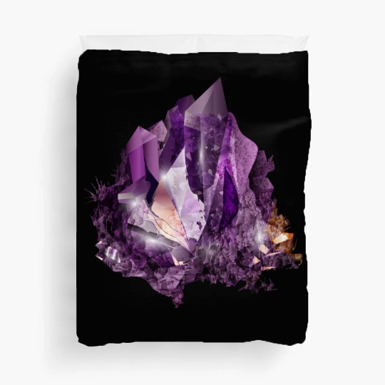bright purple amethyst crystal motif Duvet Covers